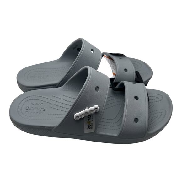 Crocs Other - Crocs Classic Double Strap Grey Slip On Sandals Size 12